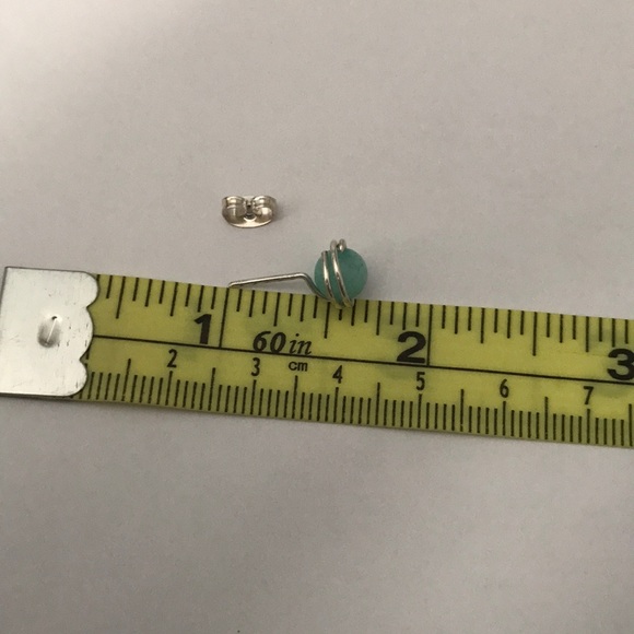 Handmade Sterling Silver & Amazonite stud earrings - Picture 4 of 4